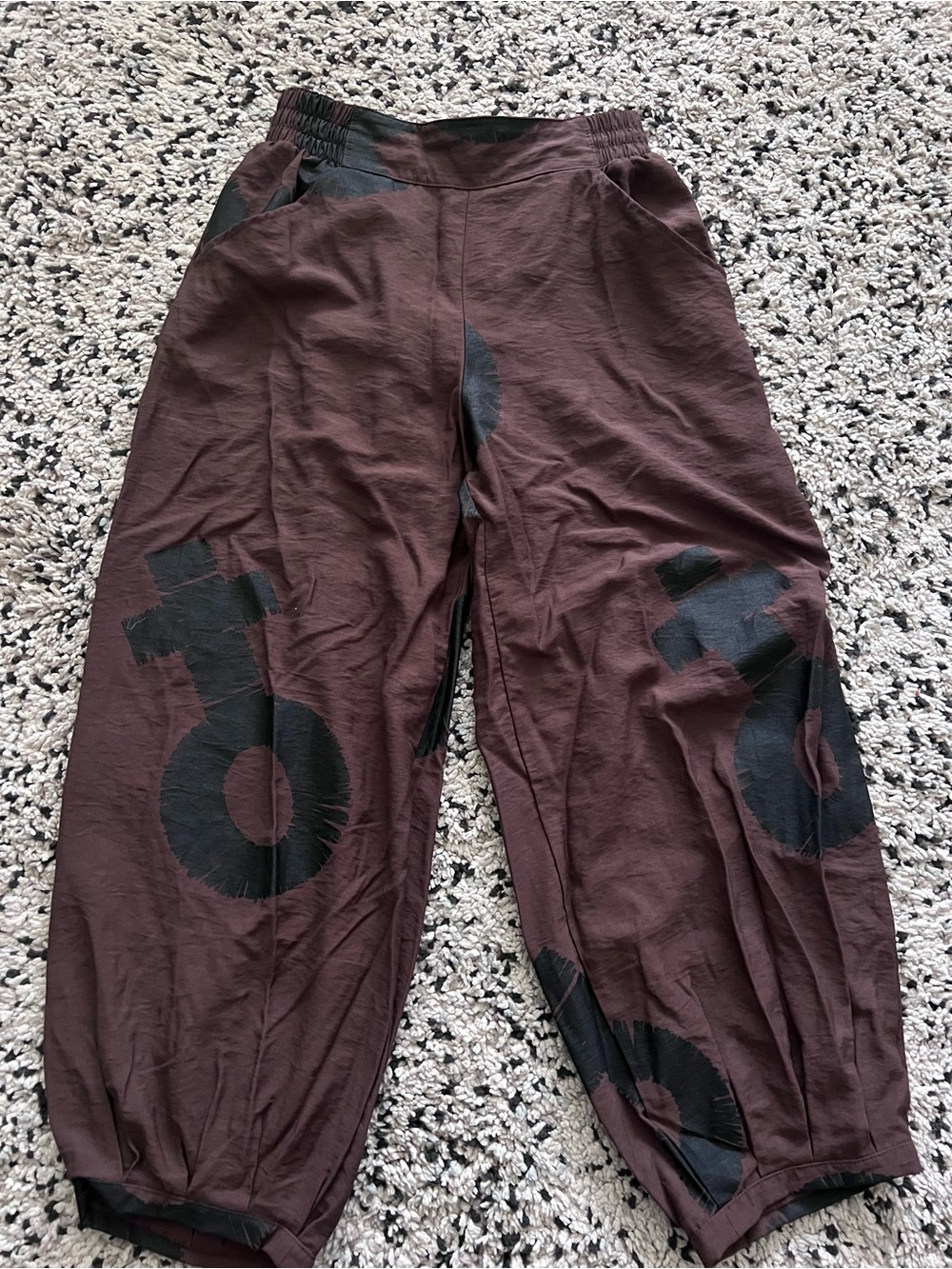 Women's Brown Graphic Jogger Pants with Elastic Waist